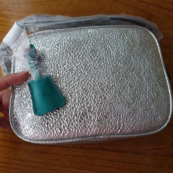 J.Crew Mini Metallic Silver Signet Leather H3877 crossbody Cross Body Bag - Picture 8 of 8